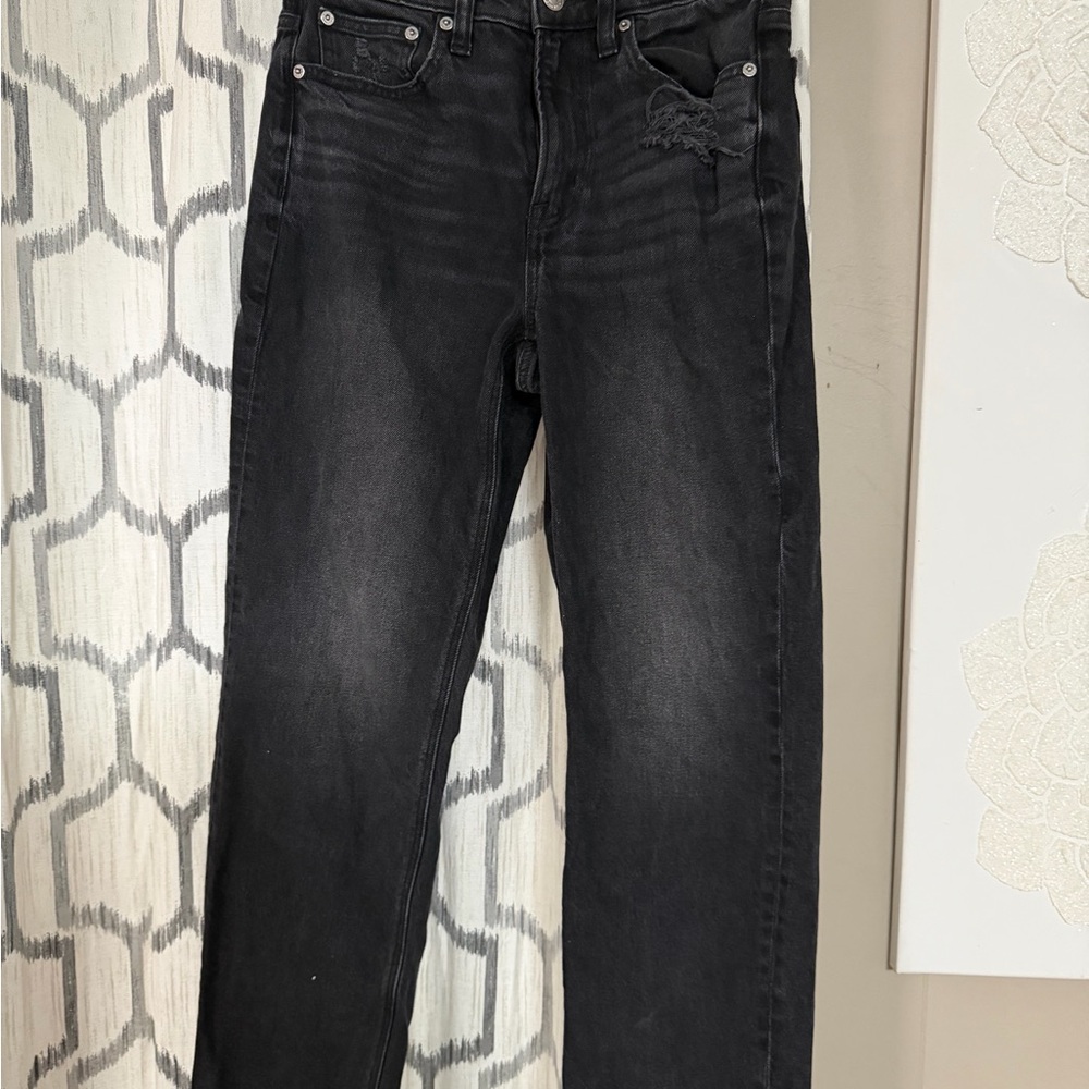 American Eagle Outfitters Women's Dark Gray Straight Leg Jeans